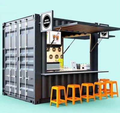 China Hoofdstructuur Gegalvaniseerde stalen vierkantbuizen 10ft Verplaatsbare bar Cafe winkel voor 20ft Shipping Container Tuin koffiewinkel Te koop