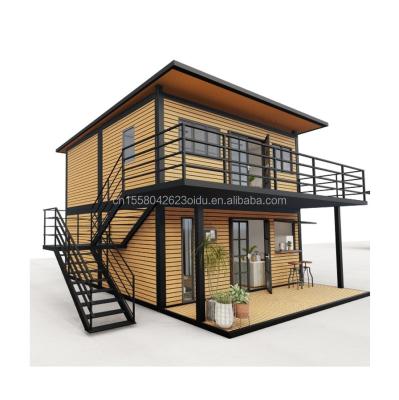 China Galvanized Steel Bending 180g Modern Wooden Houses 4 Bedroom Bilayer Prefab Steel Expandable Container House Design for Mall for sale