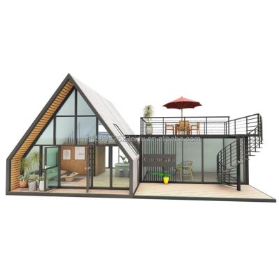 China Small Wooden Houses Cabin/Tiny Triangle Shape Steel Structure A-Frame House Kit Chinese Design Style for Hotels and Living for sale