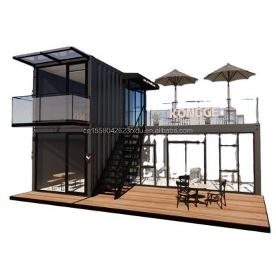 China Galvanized Steel Bending Container Coffee Shop Store 40ft Prefabricated House Building Design for Steel Frame Hotel for sale