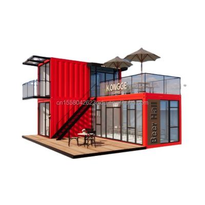 China Pingui Customized 20ft/40ft Galvanized Steel Square Tubes Shipping Container Coffee Portable Container Restaurant for Shop for sale