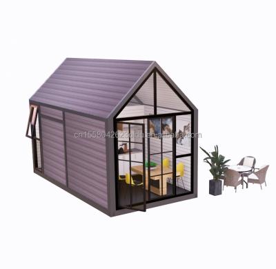 China Triangular log house 20ft Folding Shipping wood house with 100mm Wave Sandwich Panel Walls and Aluminum Alloy Windows for sale