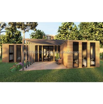 China Wooden Container House EU Best Design Wood Grain Glass 20ft 40ft Prefab Home Luxury Container Home Prefab Houses Modern for sale