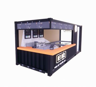 China Long Beach Container Coffee Bar Extendable Container Bar with Customized Color and Wall 50/75/100mm Wave Sandwich Panel for sale