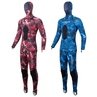 China DIVESTAR Nice Super Neoprene Mens Antibacterial Quality 0.5mm Stretch Blue Camouflage Spearfishing Suit for sale