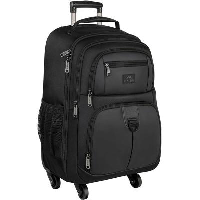 China Roomy Pockets OEM Rolling Luggage Bags Luxury Business Laptop School Backpack Padded Travel Trolley Backpack With 4 Wheels for sale