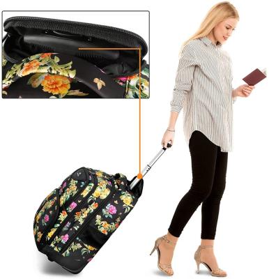 China High Quality Floral Carryon Pockets Luggage Business Bag Roomy College Wheeled Laptop Cart Bags Travel Rolling Backpack For Travel for sale