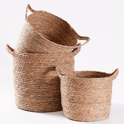 China China Wholesale Supplier New CLASSIC Handmade Design Scrap Wood Hanging Flower Pot With Handle for sale