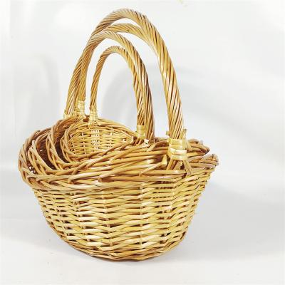 China Eco-friendly Natural Wild Wicker Basket Multifunctional Willow Storage Basket Wedding Basket for sale