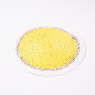 China Straw and Cotton Rope Customized European Style Wholesale Round Straw Woven Mat Yoga Cushion for sale