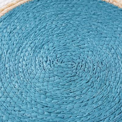 China Cotton Rope Vegetable Plankton Mat Single Straw Cushion and Mat Single Handmade Woven Mat with Straw Fiber Handle for sale