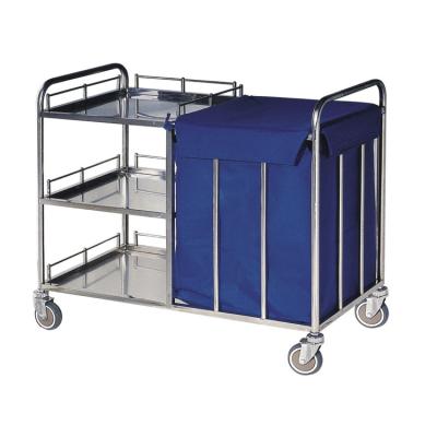 China Stainless Steel Asian Dirty Linen Waste Transport Cart for sale