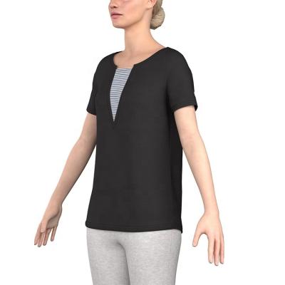 China Fashion Regular Solid V Shape Boat Neck Regular Soft Draping Soft Draping Casual Women's Nice T-Shirt for sale