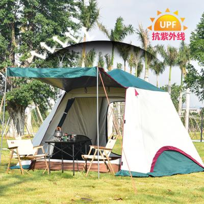 China 2022 newest design automatic aluminum luxury family waterproof black coated 3-4 person outdoor camping tents for sale for sale