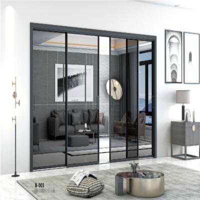 China Modern Extremely Narrow Frame Sound Insulation Aluminum Alloy Interior Movable Glass Sliding Door for sale