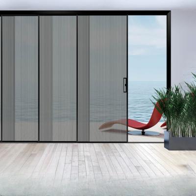 China Sound Insulation Anjia Sliding Door, Aluminum Hidden Track, Glass Sliding Door for sale