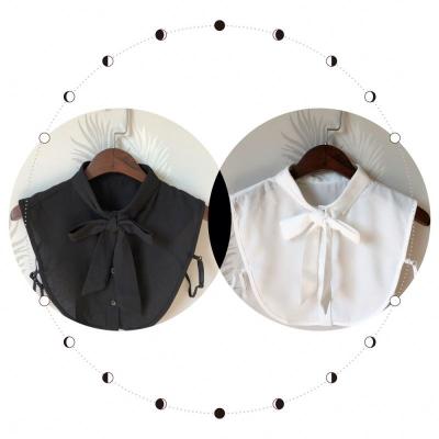 China Fashion Chiffon Bow Chiffon Faux Collar Women's Detachable Bib Shirt Sleeveless Half Fake Link Shirt for sale