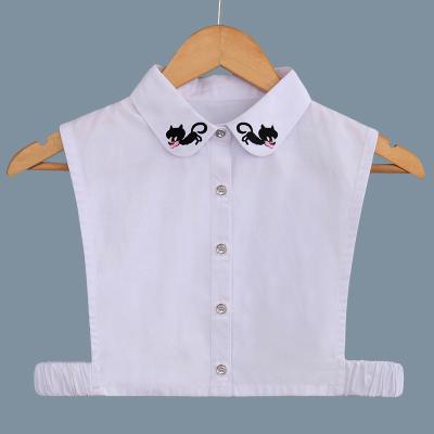 China Detachable Fake Collar Women Fashion Cat Embroidery Shirt Half Fake Dickey Collar Sleeveless For Sweater for sale