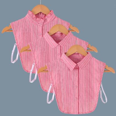 China Detachable Collar Fake Collar Women Cheap Pink Striped Shirt Ruffles Half Fake Dickey Collar Sleeveless For Costume for sale