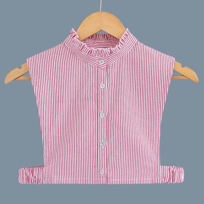 China Detachable White Stripes Fashionable Red Half Fake Shirt Collar Fake Collar Women Dickey Collar For Costume for sale