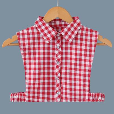 China Women's Detachable Dickey Collar Fake Collar Fashion Red White Shirt Plaid Half Fake Collar for sale