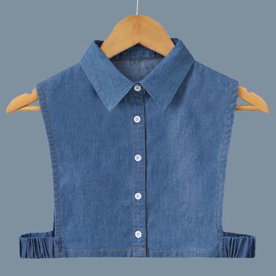 China Women's Detachable Dickey Collar Faux Collar Shirt Fashionable Denim Half Fake Collar For Costume for sale