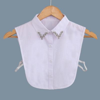 China Cheap Beaded Crystal Fake Shirt Collar Women Detachable Collar Half Fake Dickey Collar Sleeveless For Costume for sale