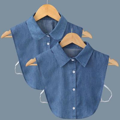 China Detachable Faux Collar Collar Women Fashion Blue Denim Shirt Half Fake Dickey Collar Sleeveless For Costume for sale