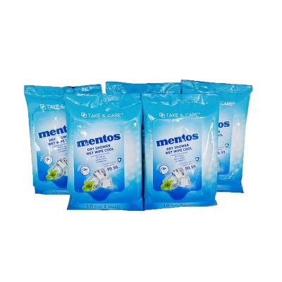 China OEM High Quality Cheap Dry Shower Wet Wipes Superior Fresh Cleaning Portable Daily Life Disposable Cloths Mint Scent for sale