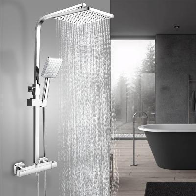 China With Modern Brushed Shower Sliding Bar Nickel Bathroom Hot And Cold Mixer In Wall Mounted Shower Set for sale