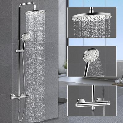 China With Slide Bar Stainless Steel Bathroom Thermostatic 3 Way Shower System With Ultra-thin Shower Head, Shower Faucet Set for sale