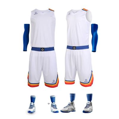 中国 Breathable Breathable Mens Basketball Wear Polyesrter Knitted Basketball Uniform Sleevesless Uniform 販売のため