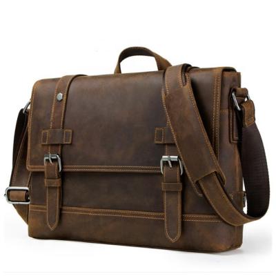 China Genuine Leather Laptop Tote Bag For Man Retro Business Leather Briefcase Shopping Premises for sale