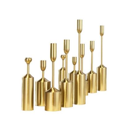 China Nordic Europe Fashion Candlestick Gold Metal Candle Holder Brass Tapered Holder For Wedding Table Home Decor for sale