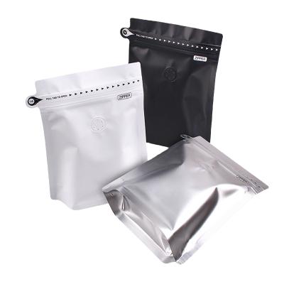 China Coffee Zipper Bags With Valve Ziplock Stand Up Flat Bottom Pouch Bags For Food Packaging Powder Products for sale