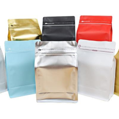 China Coffee and tea coffee bags with valve wholesale hot sale coffee sachet classic flat bottom bag with zipper valve foil food grade coffee bags for sale