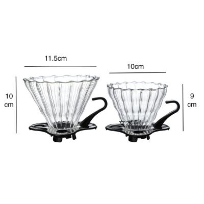 China V01V02 Sustainable Dripper Pour Over Glass Coffee Filter Mug With Plastic Handle for sale