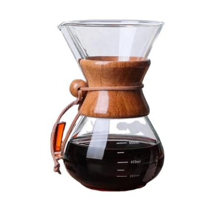 China Sustainable Handmade Coffee Filter Pour Over Glass Jug Pourover Drip Coffee Pot With 400ml 600ml 800ml for sale