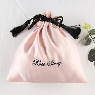 China Recyclable Wholesale Custom Packaging Package Drawstring Jewelry Satin Storage Bag for sale