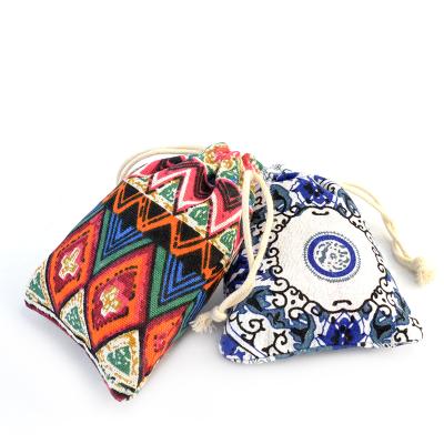 China AZO Free Ethnic Cotton Canvas Small Fabric Bag With Drawstring For Jewelry for sale