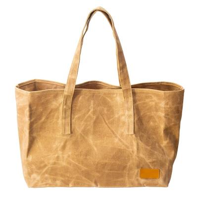 China Large Capacity Canvas AZO Free Wholesale Waterproof Waxed Tote Bag for sale