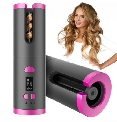 China dry & USB Rechargeable Hair Curler Iron LCD Display Temperature Wireless Automatic Rotating Curling Hair Curler Roller Wet Wireless Adjustable Tool for sale