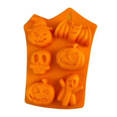 China Cake Making Amazon Hot Selling Halloween Silicone DIY Chocolate Mold Bat Pumpkin Ghost Cake Maker for sale