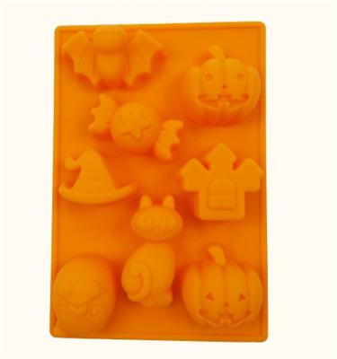 China Wholesale Viable Halloween Mini Pumpkin Catm Non-Stick Silicone Chocolate Ice Cream Cookies Baking Mold for sale