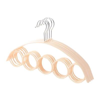 China Multifunctional Flexible Nordic Style Tie Scarf Hanger Plastic 5 Holes Rings Towel Hanger for sale