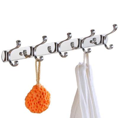 China Wall Mounted Coat Hook Kitchen 5 Hooks Stainless Steel Clothes Home Bathroom Towel Rack for sale