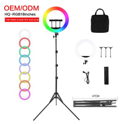 China Hot Selling Led Rotating Ring Light 18 Inch Rechargeable Ring Light With Tripod Stand SS-K-0162 for sale