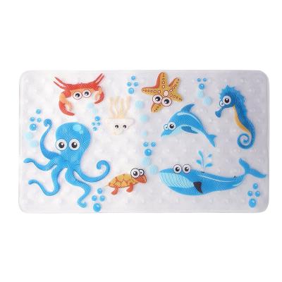 China Non Slip Non Slip Safety PVC Safety Bathroom Shower Mat Baby Bath Mat Cute Cartoon Animal Pattern for sale