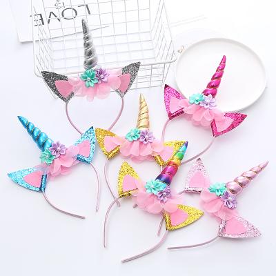 China Plastic Adult Unicorn Headbands Party Supplies Cloth Christmas Decoration Headband for sale