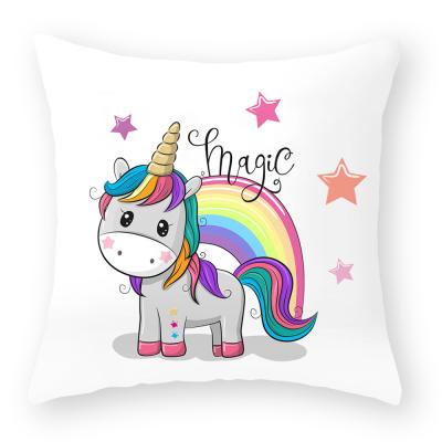 China Amazon Cute Pink Unicorn Pillow Cover Square Pillowcase Viable Hot Selling Decorative Cushion Cover For Household Cartoon Custom Cases for sale